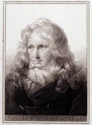 フランスの作家、ジャック・アンリ・ベルナルダン・ド・サンピエール（サン・ピエール）（1737-1814）の肖像。18世紀の匿名のエングレーヴィング。パリ、ソルボンヌ大学図書館