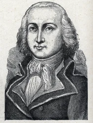 フランス革命の将軍であるバレンシア伯爵（1757-1822）、ジャン・バティスト・サイラス・アデレード・ド・ティンブルヌ・ド・ティエンブルヌ・ディット・バレンシアの肖像。1889年のエングレーヴィング。個人蔵。