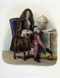 フランスの劇作家ジャン・フランソワ・レニャール（1655-1709）の肖像 - Mennechet作「Le Plutarque francais」より
