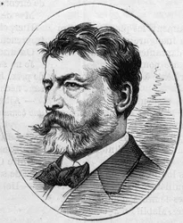 フランスの画家、ジャン・ルイ・アーネスト・ミーソニエ（1815-1891）の肖像。1874年5月2日付「Le Monde Illustré」890号に掲載されたエングレーヴィング。