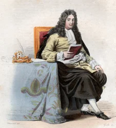 フランスの劇作家、ジャンラシーヌ（1639〜1699）の肖像。