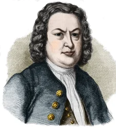 ジャン・セバスチャン（ヨハン・セバスチャン）・バッハ（1685-1750）ドイツの作曲家の肖像。1858年のエングレーヴィング。
