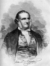 アメリカの鳥類学者、ジョン・ジェームズ・オーデュボン（1780-1851）の肖像。ル・マガジン・ピクチャーズ」に掲載された版画