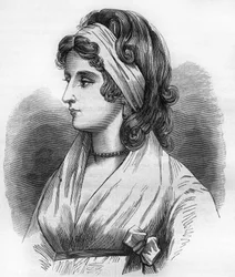 ホレイショ・ネルソン（ネルソン提督）（1758-1805）の愛人であったレディ・ハミルトン（エマ・ライオンズ）（1765-1815）の肖像。古代から現代までの世界のあらゆる民族における売春と放蕩の歴史」に掲載されている版画で、Dr. Th.-F.Debray