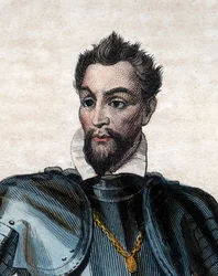ユグノー派の指導者で将軍のコンデ公ルイ1世・ド・ブルボンの肖像 (1530-1569)。