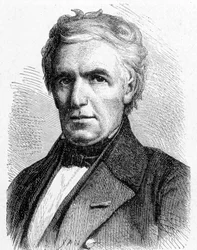 マルク・セガン（1786-1844）の肖像画。吊り橋の原理を考案したフランスの技術者であり、管状ボイラーの発明者でもある。"Album de la Science; illustrious scientists; Great discoveries" 1896年に掲載されている。