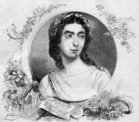 ドイツ人作曲家Cristoph Willibald von Gluck（1714-1787）のオペラ「オルフェ」に出演したフランス人歌手Pauline Viardot（1821-1910）の肖像。11月26日付「Le Monde Illustré」137号に掲載された図版