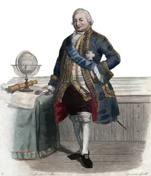 フランスの提督であるSuffren（1729-1788）の吏員、Pierre Andre de Suffren de Saint Tropez（サントロペ）の肖像。Edmond Mennechetの "Le Plutarque Francais "からの挿絵