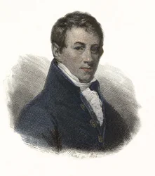 イギリスの化学者・物理学者、ハンフリー・デイヴィ卿（1778-1829）の肖像。