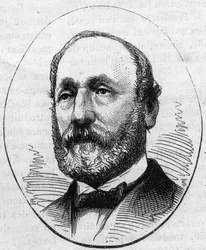 フランスの建築家、テオドール・バルー（1817-1885）の肖像。1874年5月2日付「Le Monde Illustré」890号に掲載されたエングレーヴィング。
