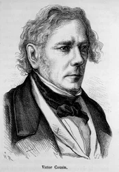 フランスの哲学者、ヴィクトル・クーサン（1792～1867）の肖像（アンリ・マルタン著『フランス史』所収）。
