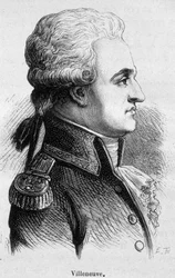 フランスの提督ヴィルヌーヴの肖像（1763 - 1806）。彼は悲惨な結果となったトラファルガー海戦を開始し、その後自殺した - アンリ・マルタン著『フランス史』より