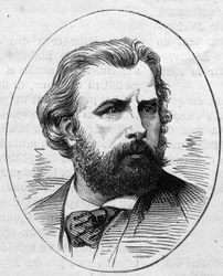 フランスの画家、ウィリアム・アドルフ・ブグロー（1825-1905）の肖像。1874年5月2日付「Le Monde Illustré」890号に掲載されたエングレーヴィング。