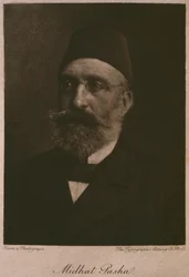 ゲオルクモーリッツエバースのLEgypte（1837-98）、1881年（bw彫刻）のKhedive Tawfikの肖像