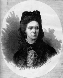 ロシア人のマリア・アレクサンドロヴナ（1824-1880）（旧姓：ヘッセンおよびラインのマリー王女（マクシミリアン・ヴィルヘルミネ・マリー））の肖像。1880年6月12日付「Le Monde Illustré」1211号に掲載されたエングレーヴィング。
