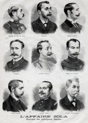 ドレフュス・ゾラ事件の主な証人の肖像画（『Le Petit Journal』2月27日付