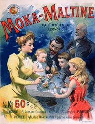 モカ・マルティーヌコーヒーの広告ポスター、1900年頃