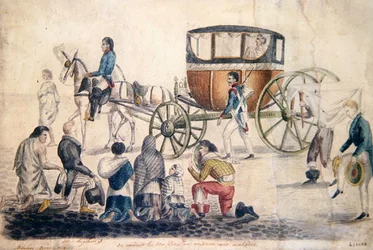 病人や瀕死の人に聖体を捧げる司祭 1850年頃（紙にガッシュ）