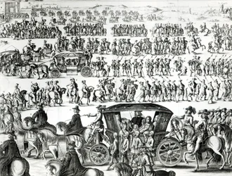 1649年8月18日、パリの街で子供としてルイ14世の若き王が登場した行列。詳細