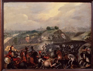 宗教戦争：ヘンリー4世が1590年3月14日にイヴリーの戦いを行う（絵画