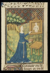 ロイヤル MS 16 G V f.068v ジョヴァンニ・ボッカッチョ作、1440 年頃の無名のフランス語訳による「De claris mulieribus」のページ (Le livre de femmes の貴族とレノメ)