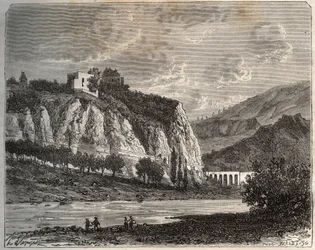 Saint-Paul-en-Cornillon (Saint Paul en Cornillon) - Loire, in Rhone-Alpes region - V.-A. Malt-Brownによる "La France illustree: geography, history, statistical administration "に掲載された彫刻。Malt-Brown著「La France illustree: geography, history, statistical administr