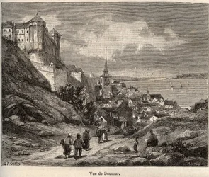 ペイ・ド・ラ・ロワール地方、メイン＝エ＝ロワール県のソミュール県 - V.-A. Malt-Brownによる「France illustree: geography, history, statistical administration」に掲載された彫刻。Malt-Brown著「France illustree: geography, history, statistical administration」に掲載されている。1884