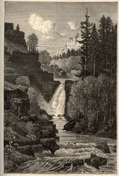 Saut du Doubs (chute cascade) Franche-Comte - engraving in "PATRIE" - DESCRIPTION PECTURESSE DE LA FRANCE EN 6 VOLUES BY LUCIEN HUARD - 19世紀末