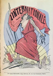 曲LInternationaleのスコア、c.1900（カラー彫刻）