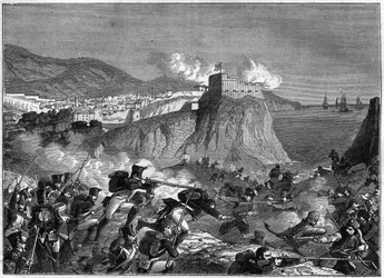 1806年5月、6月のナポレオン戦争におけるラグーサ（ラグーサ共和国）（クロアチアのドゥブロヴニクではラグーサ）の包囲戦（モリトール将軍とローリストンによるダルマチア作戦）-アドルフ・ティエの「領事の歴史に続く帝国の歴史」にて