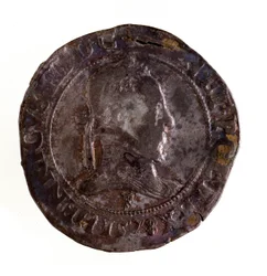 フランス王アンリ3世（アンリ3世）の時代（1574-1589）に作られた銀製のフレンチ・テストン（試金石） 直径3.5cm ナポリ、Museo archeologico