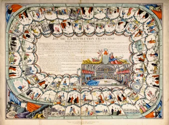 1791年のフランス革命に基づく蛇とはしごの板