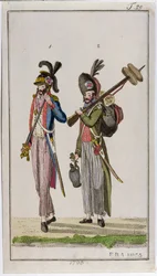 1793年に銃剣を運ぶフランス革命の兵士