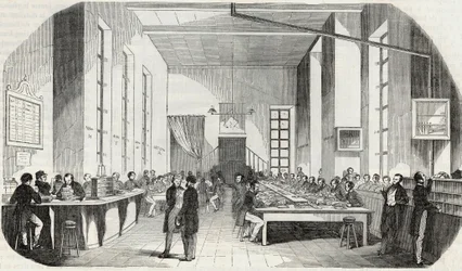 パリからの手紙の仕分け - Edmond Texier 1852年の「Tableau-de-Paris」に掲載された版画