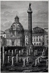 トラヤヌス広場とトラヤヌス柱（Colonna Traiana）とウルピアン寺院（1864-1868年のフランシス・ウェイの航海）-1869年の「ツール・ド・モンド」第2週に登場