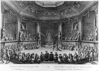 小さなヴェルサイユ宮殿に与えられた舞踏会、1678年のエングレーヴィング。
