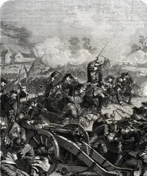 九年戦争中の1693年7月29日、現在のベルギーで行われたランデンまたはニールウィンデンの戦い（彫刻）。