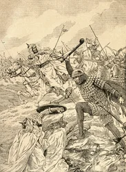 Toursin taistelu eli The Battle of Poitiers, 732. Agendasta Buvard du Bon Marche julkaistiin 1917.