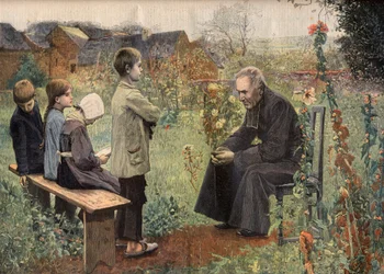 1898年6月の「Le Petit Journal」に掲載されたカテキズムレッスン（彫刻