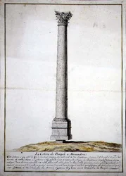 アレキサンドリアのポンペイの列柱」 1700年頃 （紙にペンとインク、水彩画）