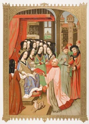アンジューのマリアの宮廷（1404-63）、ポール・ラクロワ（1806-84）による「ル・モヤン・エイジとラ・ルネッサンス」からの「地獄の12の危険」からのミニチュアの複製1847年