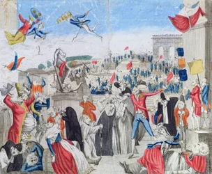 1790年7月14日、シャンドマルスでフェテデラフェデレーションを観戦する絶望的な貴族