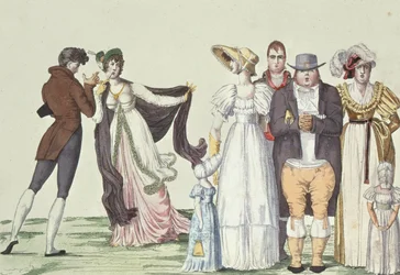 パリのイギリス人家族、ルシュプリームボントンのイラスト、1815年