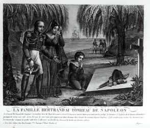 ナポレオンボナパルトの墓にいるアンリグラティアンベルトラン将軍の家族（1773-1844）（1769-1821）1821（リソ）（bw写真）