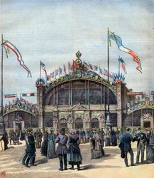 モスクワのフランス博覧会（1892年5月〜10月）ファサードの様子。ル・プチ・ジャーナルのためのイラスト