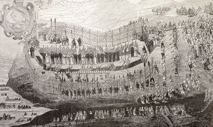長崎大殉教、1622年、ポールラクロワの「中世の軍事と宗教生活」から、ロンドンc.1880を出版