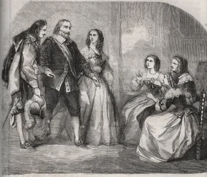 モンテスパン侯爵、ルイ・アンリ（Louis-Henri）・ド・パルダイアン・ド・ゴンドラン（1640-1691）（写真左）が、ロシュシュアルト・モルテマール家のフランソワーズ・アテネ（Francoise-Athenais）（当時のモンテスパン侯爵夫人またはモンテスパン夫人）の結婚を申し込むためにやってきた。