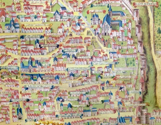 モンターニュサントジュヌヴィエーヴ、1540年頃に作られたパリの計画の詳細、プランドラグワッシュと呼ばれる1860年頃