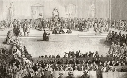 ルイ16世（1754-93）治世下の国民議会、コラール著『フランス史』より、1840年頃刊行