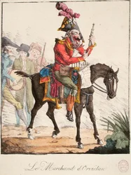 The Orvietan Seller, c.1816 (coloured engraving)